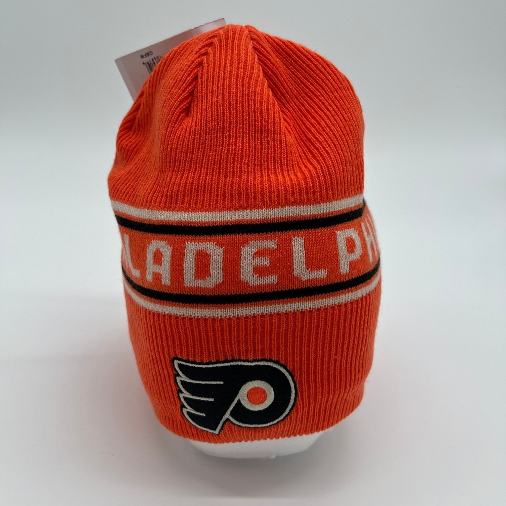 Vintage CCM Philadelphia Flyers NHL Orange Knit Beanie Hat OSFM New With Tags - Picture 3 of 5